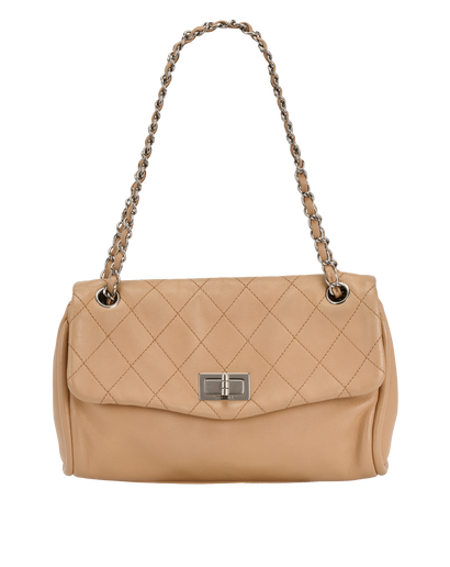 Matelasse Shoulder Bag, &pound;1,600, Handbags, Tan, Leather, Front view